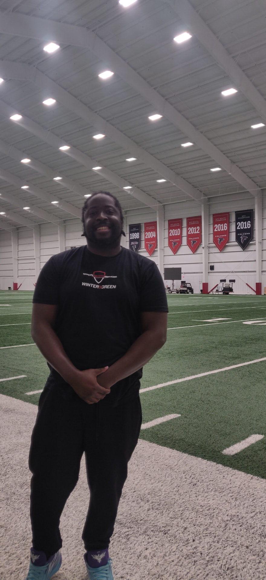 Josh Bell on the Atlanta Falcons practice field